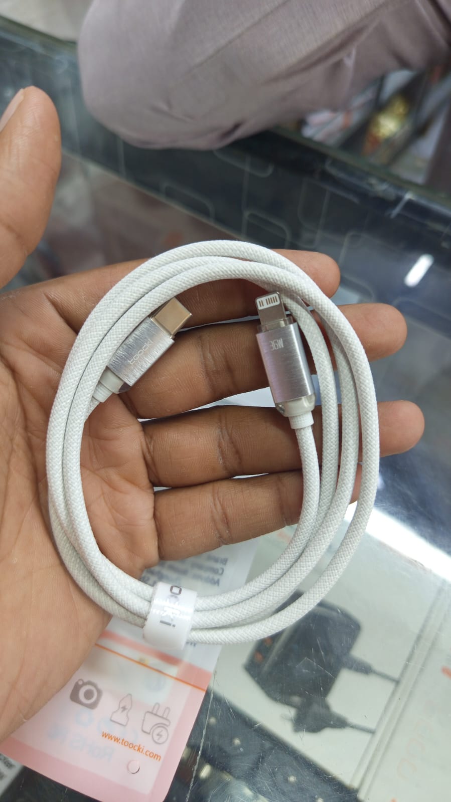 toocki 36 watt shopya.pk lightning cable white