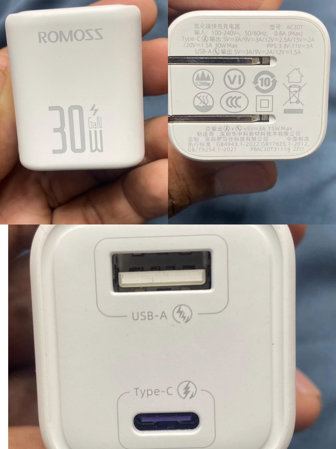 ROMOSS-30w-charger-superfast charging shopya.pk